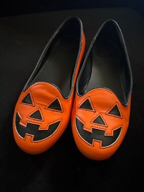 Strange CVLT Orange Jack-o'-Lantern Leather Flats